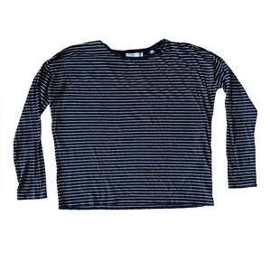 Vince XS Pima Cotton Basics Top Striped Navy White Thin Soft